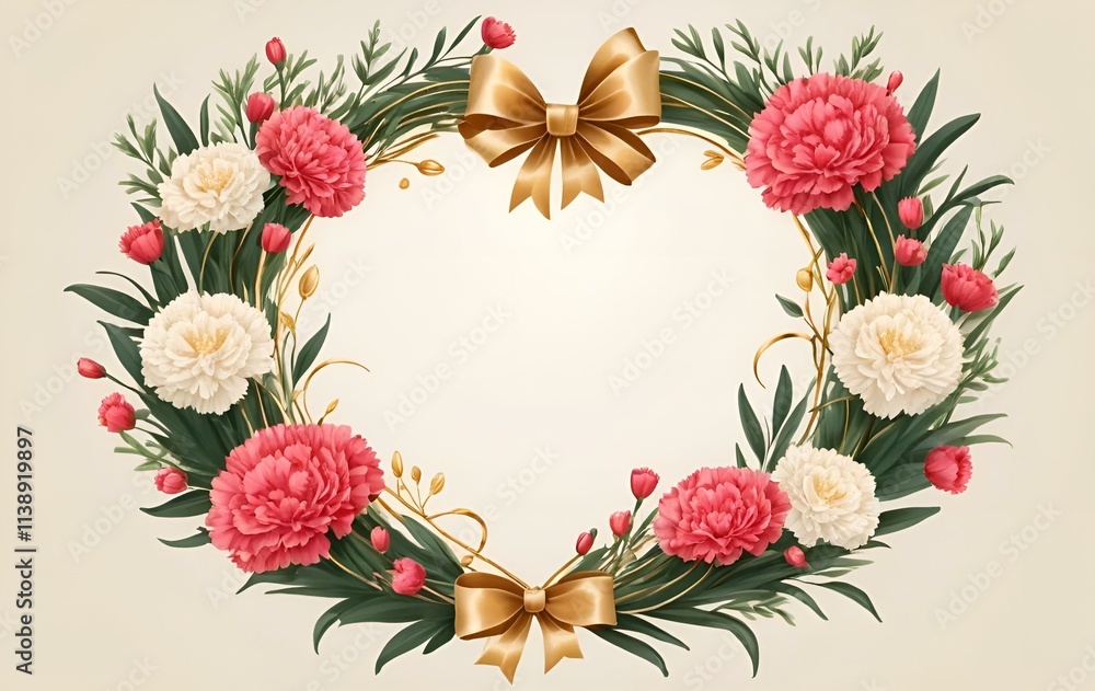 Carnation flower fringes, wreaths, anniversaries, events, banners, plants, flowers, ribbons, cards, templates Carnation flower fringes, wreaths, anniversaries, events, banners, plants, flowers, ribbons, cards, templates