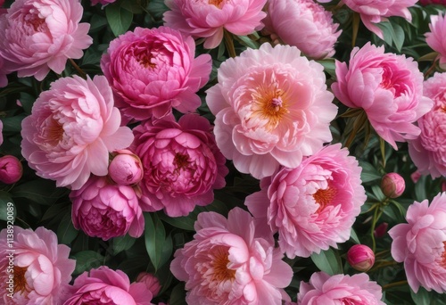 Fototapeta Naklejka Na Ścianę i Meble -  A vibrant collection of pink peonies & roses  Perfect for greeting cards ,  roses,  spring
