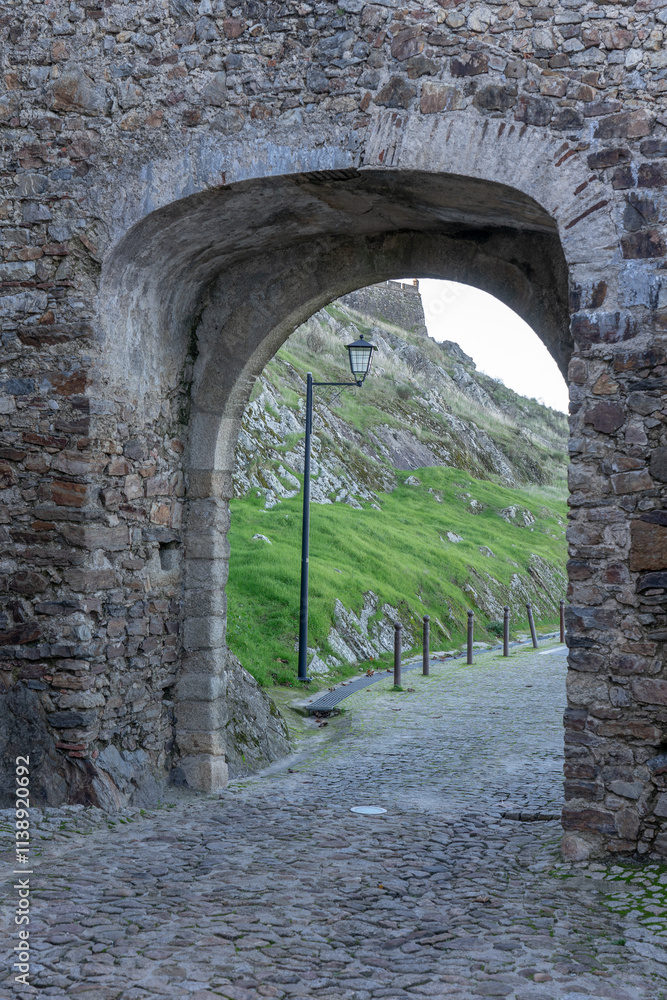 One of the streets built in the shape of an arched tunnel inside the castle of Marvão. One of the streets built in the shape of an arched tunnel inside the castle of Marvão.
