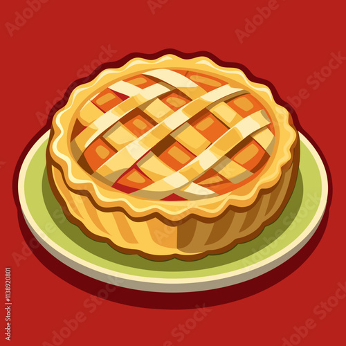 colorful american food theme illustration, apple pie