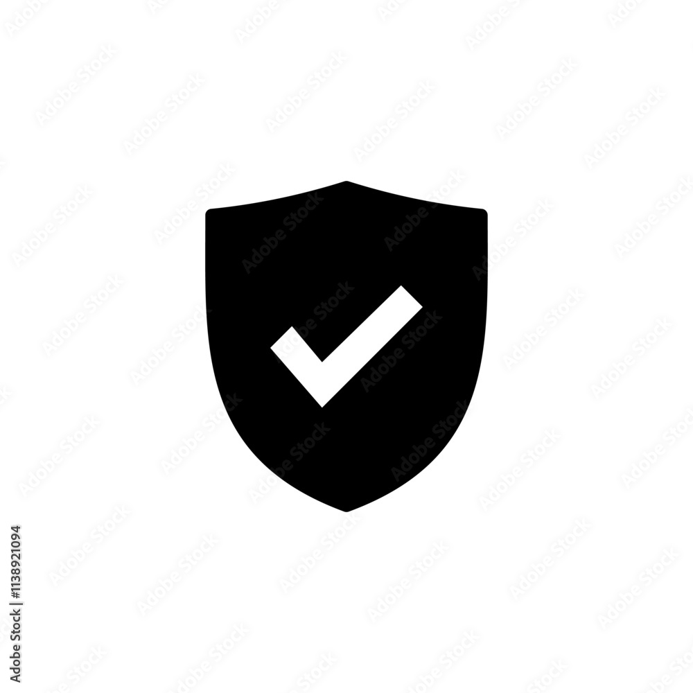Shield check mark icon logo design. Protection approve sign. Insurance icon Shield check mark icon logo design. Protection approve sign. Insurance icon