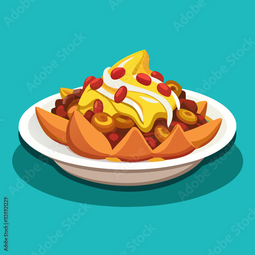 colorful american food theme illustration, frito pie