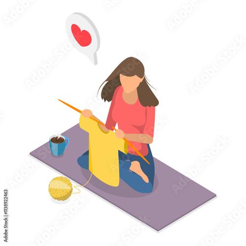 3D Isometric Flat Vector Illustration of Stay at Home Games, Learning and Leisure. Item 2