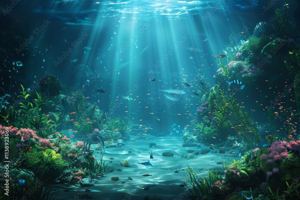 Fototapeta premium Aquatic Dreamscape with Floating Bubbles