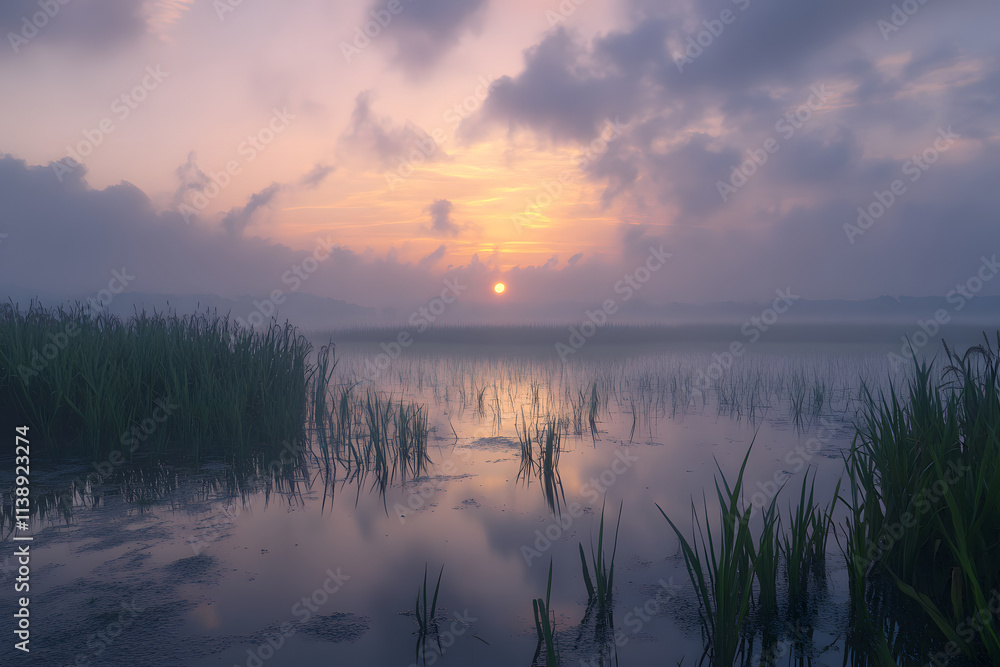 Fototapeta premium Golden Sunset Over Wheat Fields