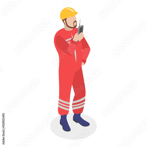 3D Isometric Flat Vector Set of Maritime Professions, Seacrew Characters. Item 5