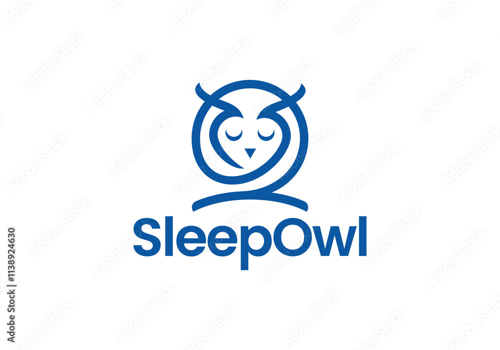 owl sleep line logo. simple creative design vector template owl sleep line logo. simple creative design vector template