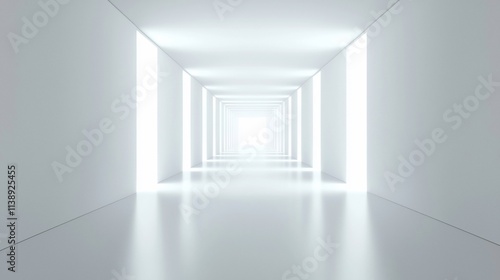 Wallpaper Mural Bright white hallway with glowing light panels. Torontodigital.ca