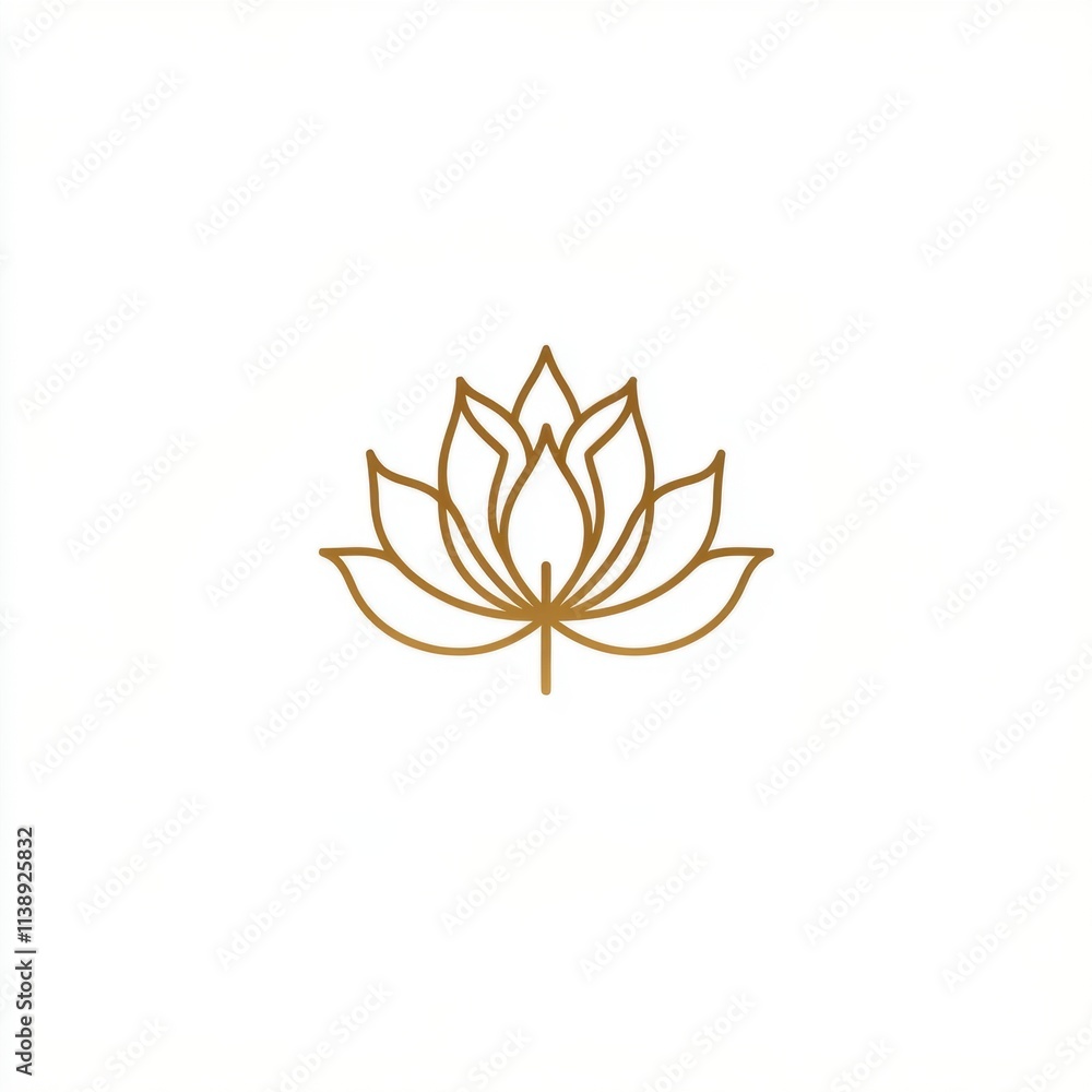A minimalist gold parijatha flower design on a white background. A minimalist gold parijatha flower design on a white background.