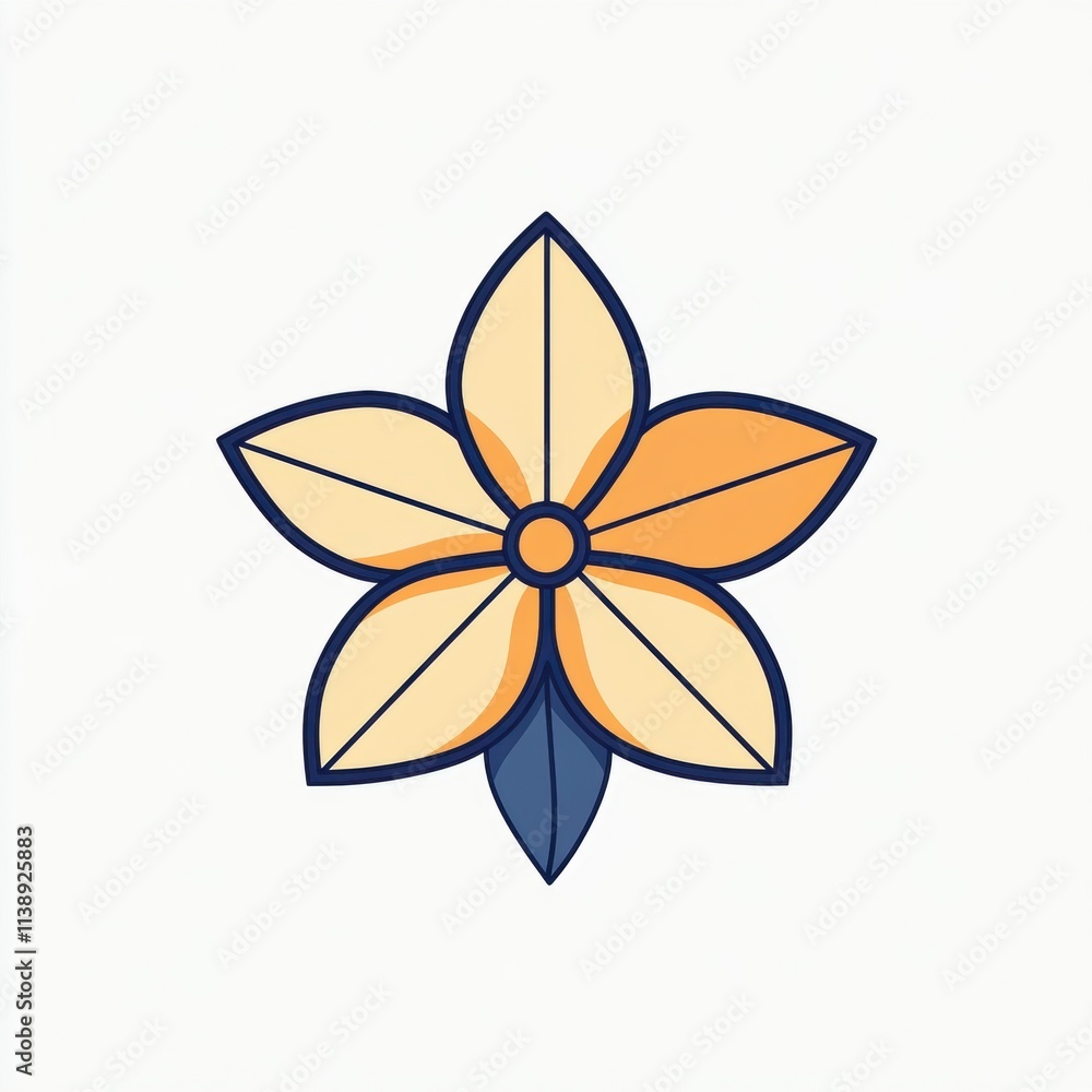 A stylized parijatha flower design with soft colors and geometric shapes. A stylized parijatha flower design with soft colors and geometric shapes.