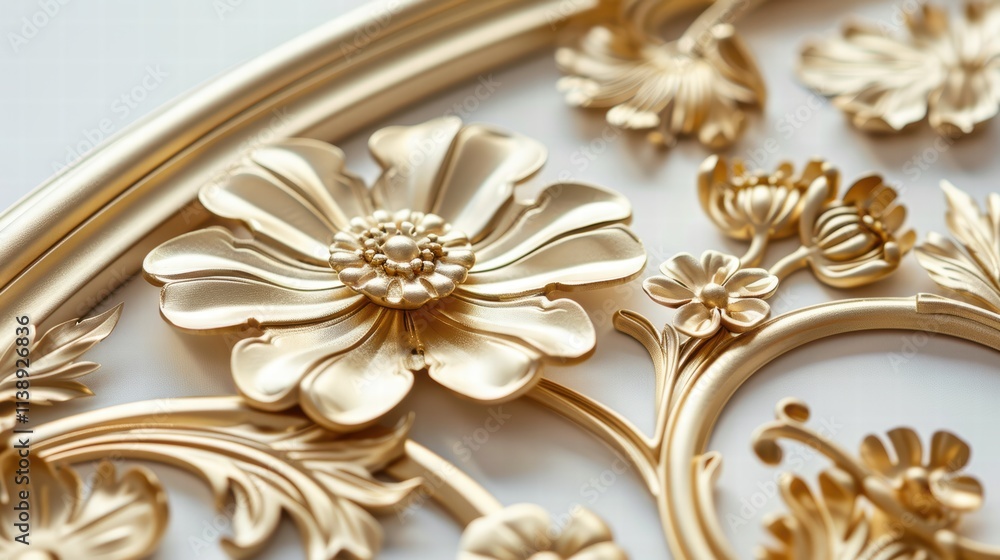 Ornate gold picture frame with intricate floral designs, displayed on a white background for a luxurious, vintage feel . Ornate gold picture frame with intricate floral designs, displayed on a white background for a luxurious, vintage feel .