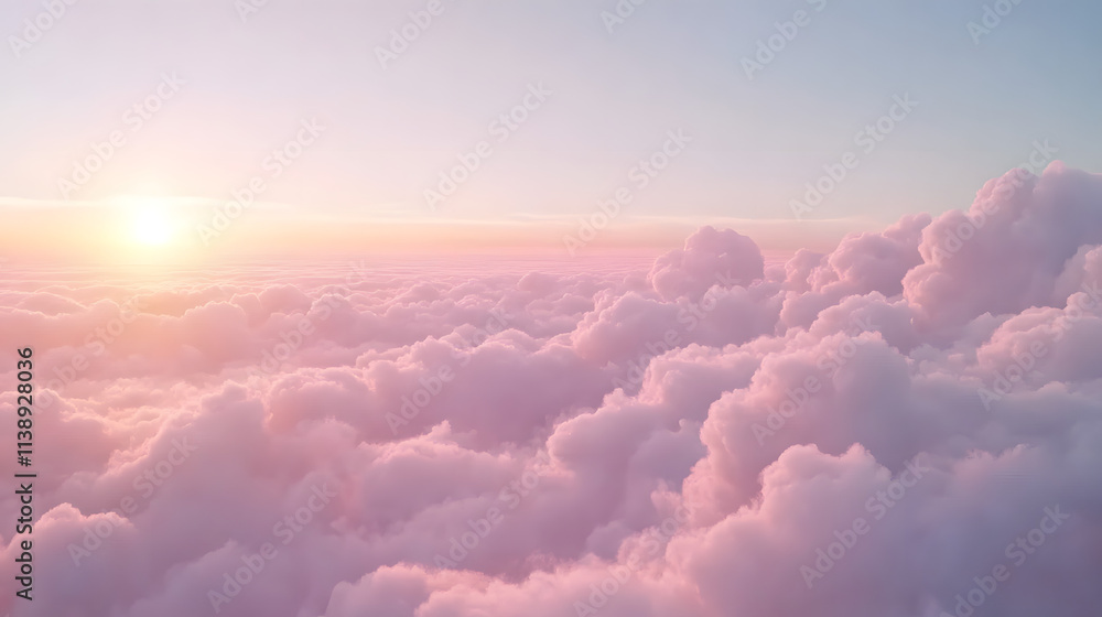 Dreamy Sky with Soft Pink Clouds: Peaceful Sunrise or Sunset Dreamy Sky with Soft Pink Clouds: Peaceful Sunrise or Sunset