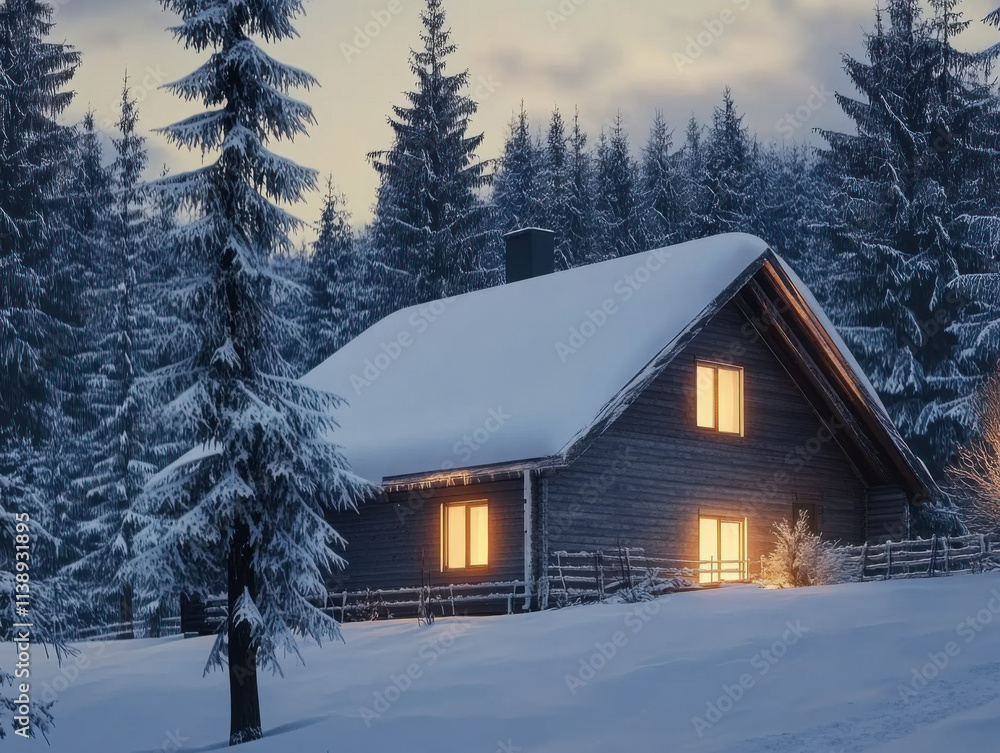 beautiful winter landscape with small country house beautiful winter landscape with small country house