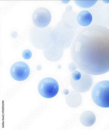 White background blue and white gradient bubbles simple style minimalist style highend aesthetic ample white space