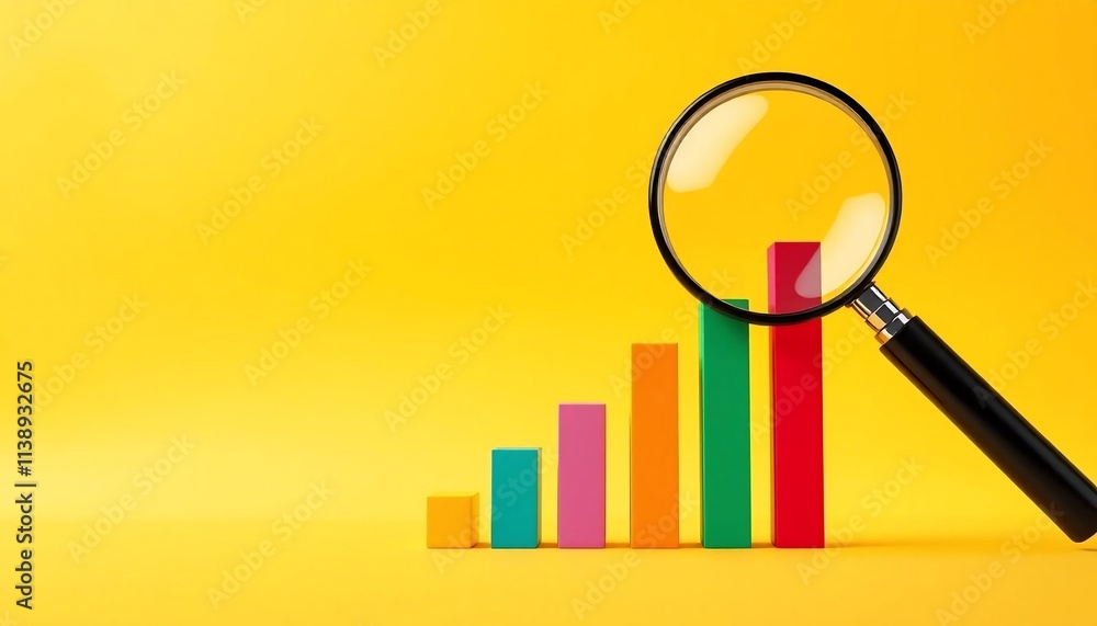 Magnifying Glass on Growth Chart Business Analysis Magnifying Glass on Growth Chart Business Analysis