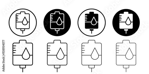 blood bag icon Black and white outline vector