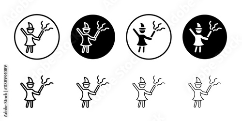 Black magic icon Black and white outline vector
