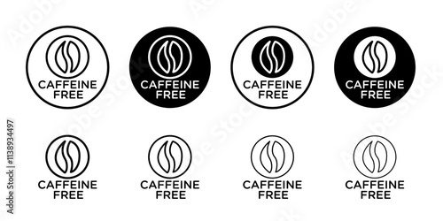 coffeine free icon Black and white outline vector
