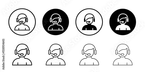 customer support icon Black and white outline vector