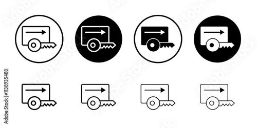 Keycard access icon Black and white outline vector