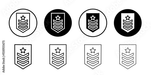 Military Rank icon Black and white outline vector