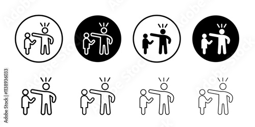 Parents scolding child icon Black and white outline vector