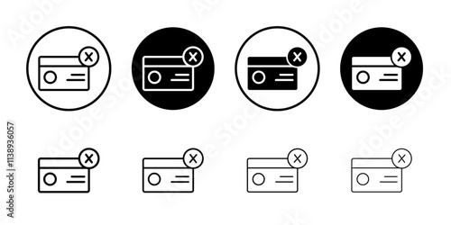Payment cancel icon Black and white outline vector