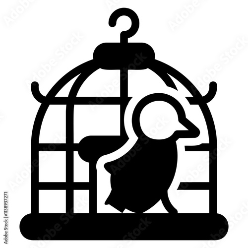 Birdcage black glyph style icon