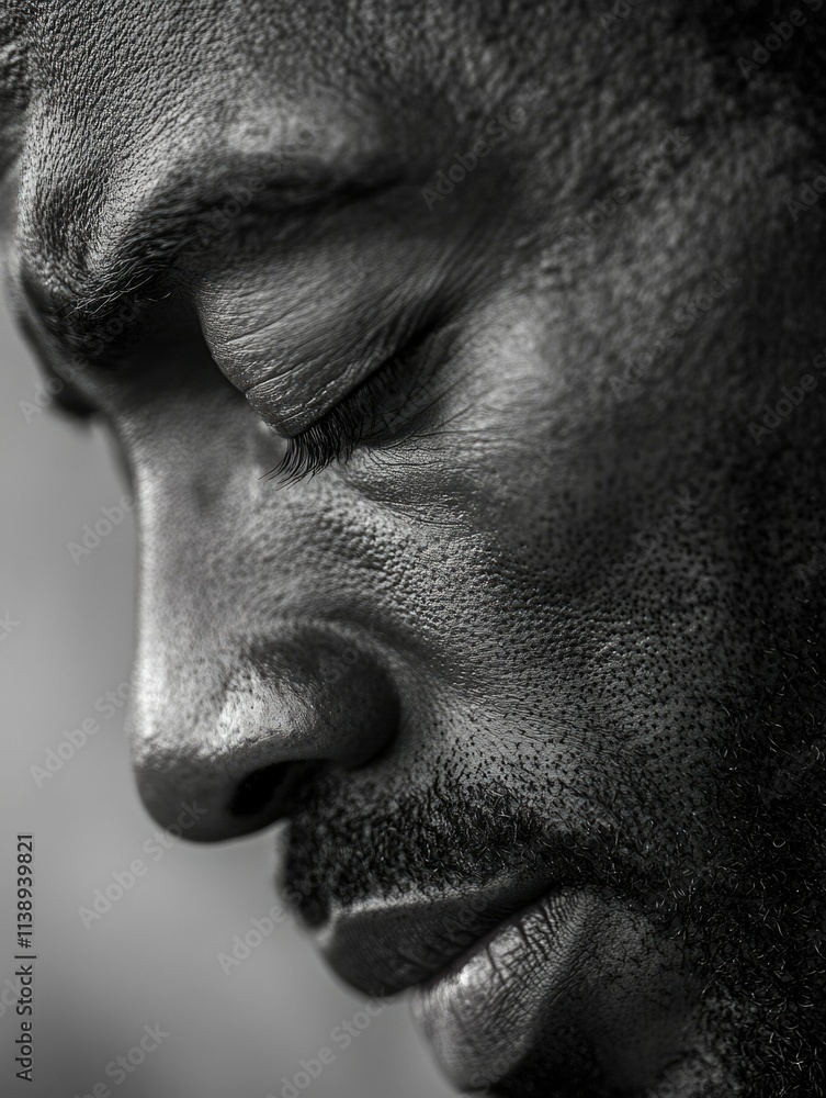 Man with closed eyes in thought or contemplation Man with closed eyes in thought or contemplation