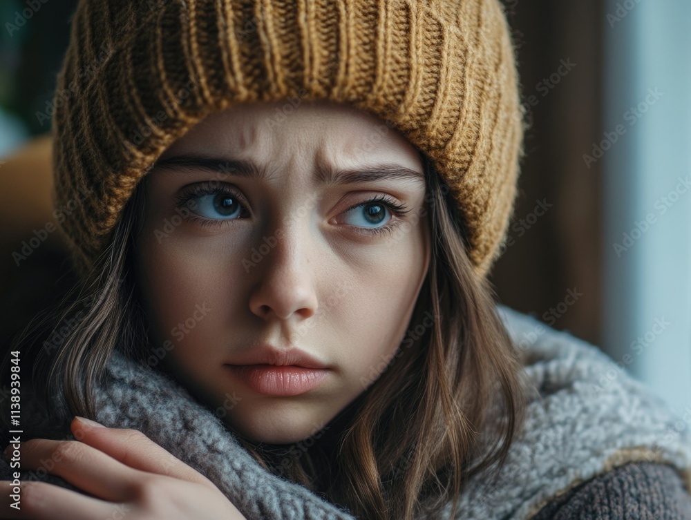 Melancholic Expression of a Young Woman Melancholic Expression of a Young Woman