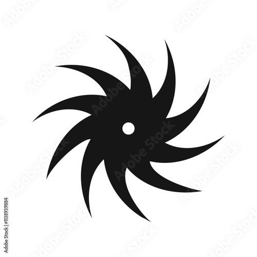 Round swirl or spin icon. Fan, propeller, pinwheel toy, ventilator, windmill sign. Flow, vortex, vertigo or tornado symbol isolated on white background. Vector graphic illustration.