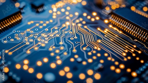 Close-up of illuminated circuit board.