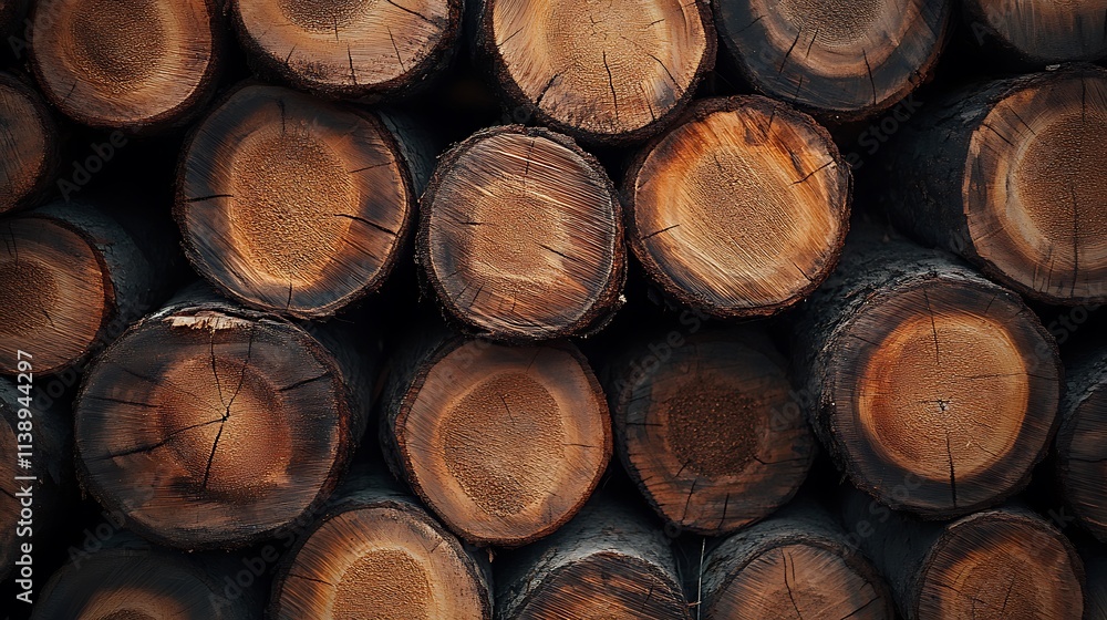Stacked Wooden Logs with Visible Grain Stacked Wooden Logs with Visible Grain