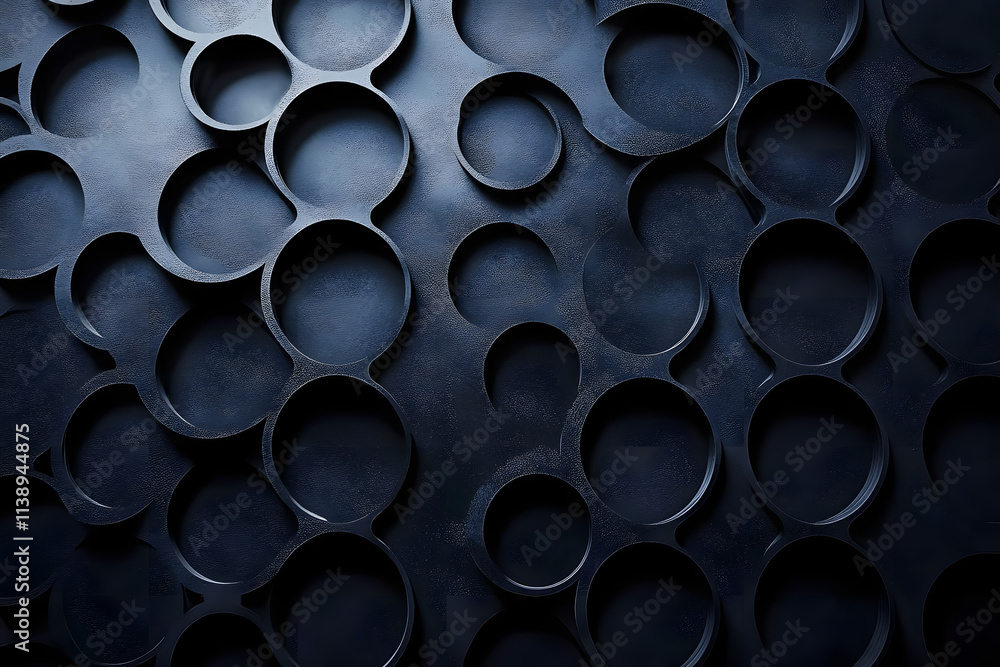 Background with black circle pattern on dark grey texture. Background with black circle pattern on dark grey texture.