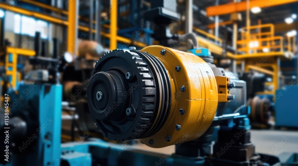 A detailed view of a smart motor with integrated sensors providing feedback on energy consumption and operational status while surrounded by heavyduty machinery. A detailed view of a smart motor with integrated sensors providing feedback on energy consumption and operational status while surrounded by heavyduty machinery.