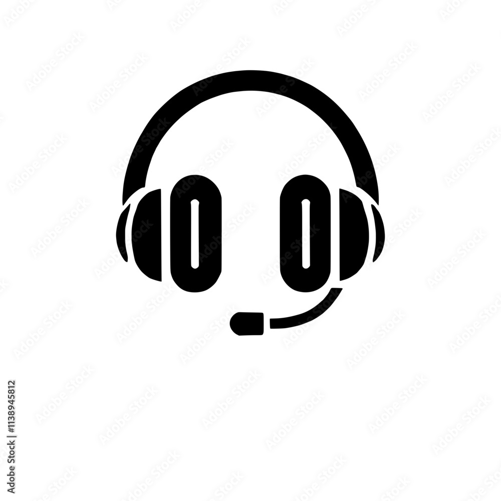Headset Icon: Simple and sleek black headset icon, perfect for websites, apps, and presentations needing a professional communication symbol. Headset Icon: Simple and sleek black headset icon, perfect for websites, apps, and presentations needing a professional communication symbol.