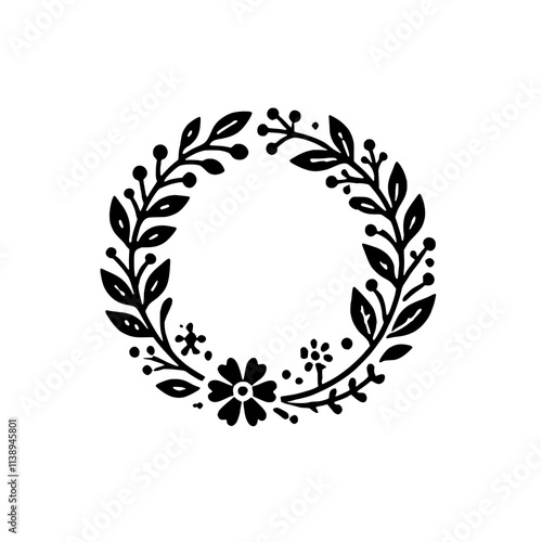 Floral Wreath: A delicate and elegant wreath of black floral motifs, perfect for adding a touch of nature to your designs.  