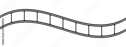 Blank wavy film strip template. Movie or photo camera tape isolated on white background. Storyboard layout. Empty frame for photographies collage. Vector graphic illustration.