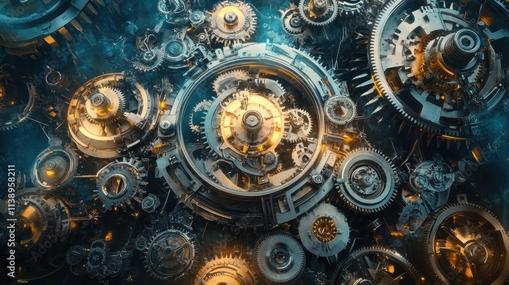 Intricate clockwork gears machinery. Intricate clockwork gears machinery.
