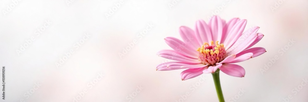 Fototapeta premium Delicate pink aster blooms on a crisp white background, spring, fresh, color
