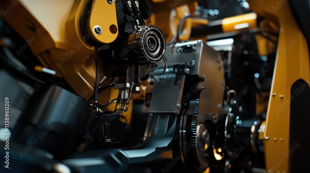 A focused image of a maintenance robot equipped with advanced sensors analyzing a piece of heavy machinery illustrating the proactive use of AI in upkeep. A focused image of a maintenance robot equipped with advanced sensors analyzing a piece of heavy machinery illustrating the proactive use of AI in upkeep.