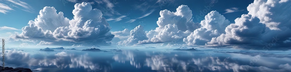 Obraz premium A stunning vista of clouds in the vast blue expanse, clouds, layered, landscape