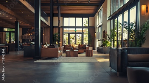 Modern Lobby Interior Design. Concept of Luxury  Hospitality  and Relaxation.