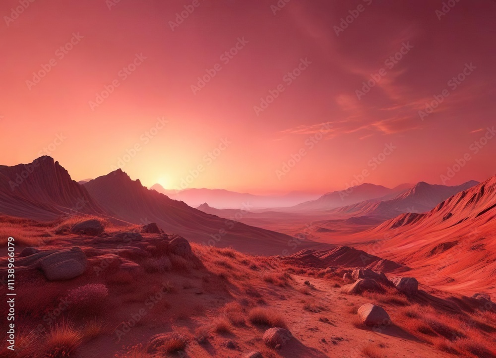 Naklejka premium Light red gradient effect in abstract landscape photography, artistic vision, peaceful atmosphere