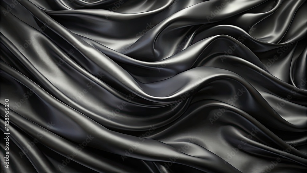Soft black waves background with crumpled silk, crumpled silk Soft black waves background with crumpled silk, crumpled silk
