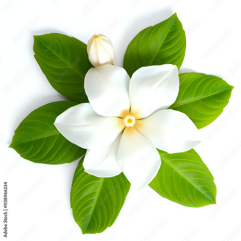 Obraz premium Arabian Jasmine in isolate white background in Realistic Style