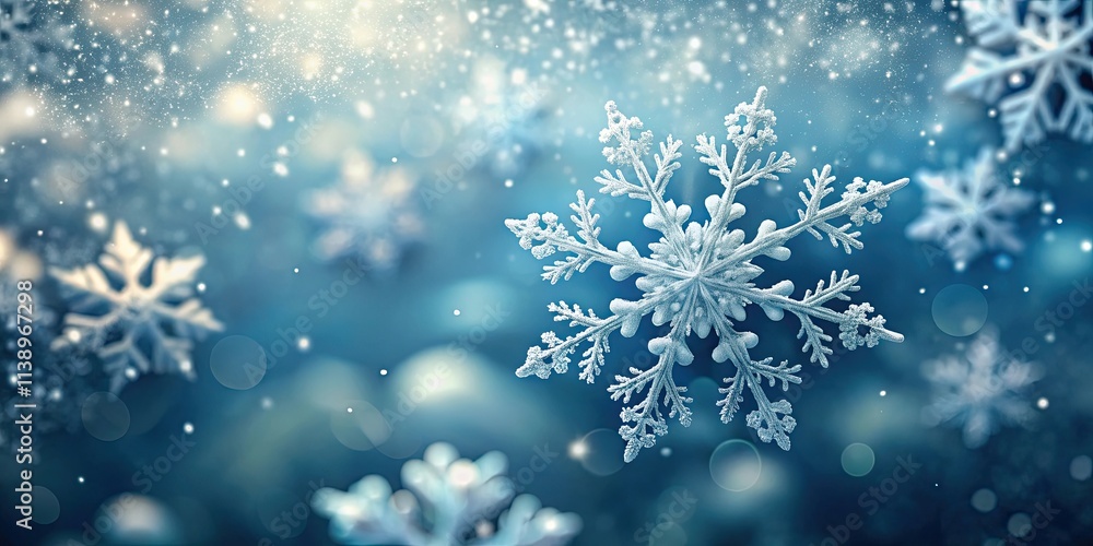 Unique snowflake falling gently in the air amidst a flurry of other identical flakes, winter, solitude Unique snowflake falling gently in the air amidst a flurry of other identical flakes, winter, solitude
