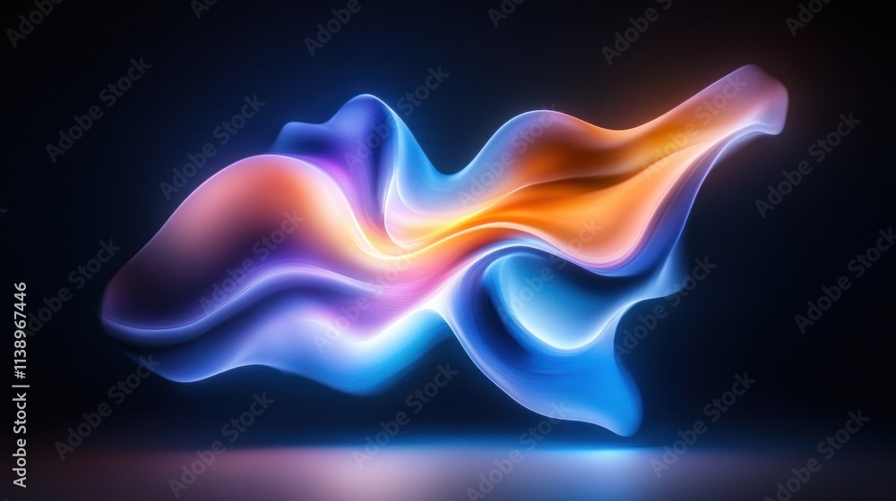Abstract colorful fluid shapes with glowing effects on a dark background. Abstract colorful fluid shapes with glowing effects on a dark background.