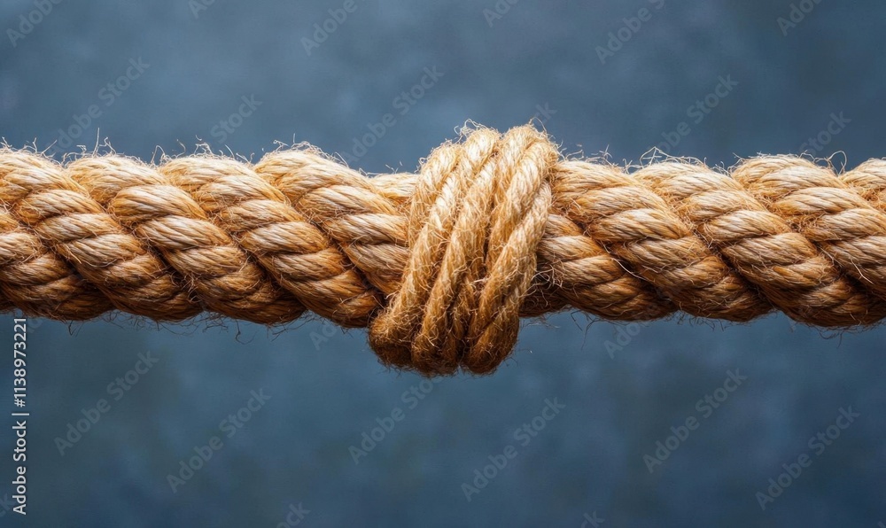 A close-up of a knotted rope against a textured background. A close-up of a knotted rope against a textured background.