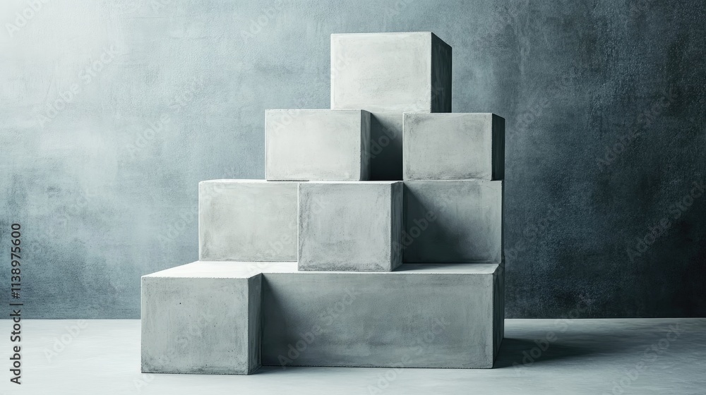 Geometric Concrete Blocks on a Minimalist Background Geometric Concrete Blocks on a Minimalist Background